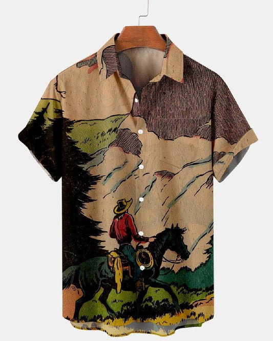 Vintage Western Cowboy Scenic Shirt