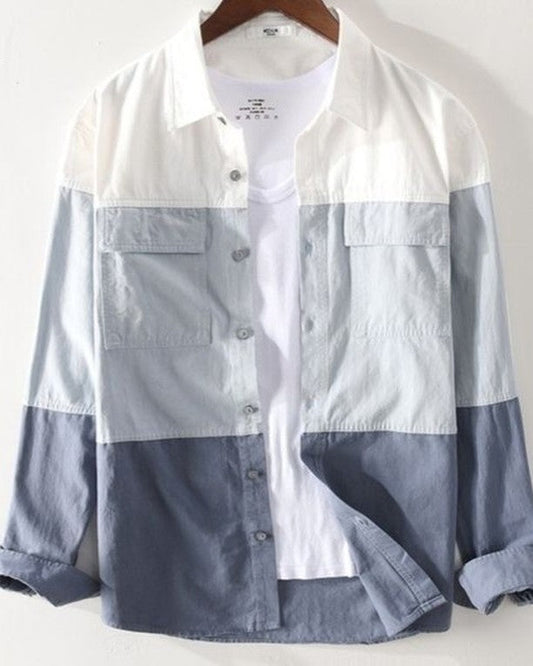 Tricolor Casual Patchwork Shirt