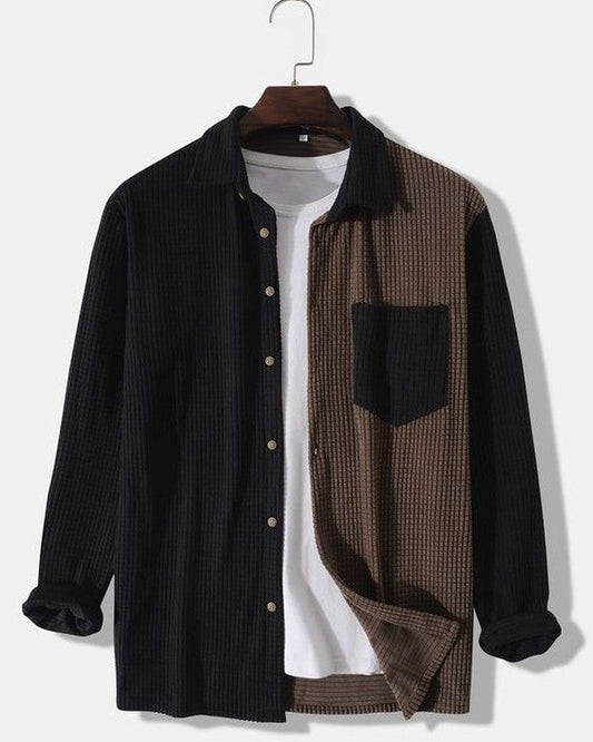 Two-Tone Textured Corduroy Shirt