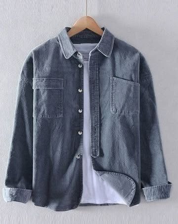 Washed Charcoal Corduroy Shirt