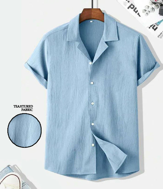 Zenith Blue Seersucker Half Sleeve Shirt