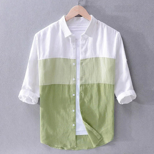 White And Pista Colour Long Sleeves Men'S Shirt